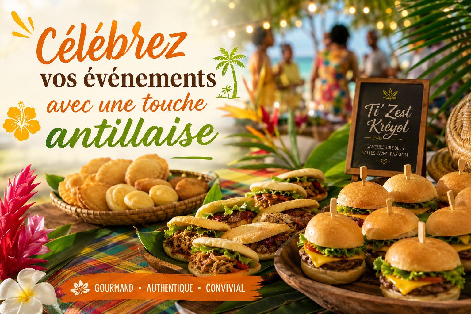 Buffet de spécialités antillaises pour célébrer un événement avec Ti' Zest Kréyol