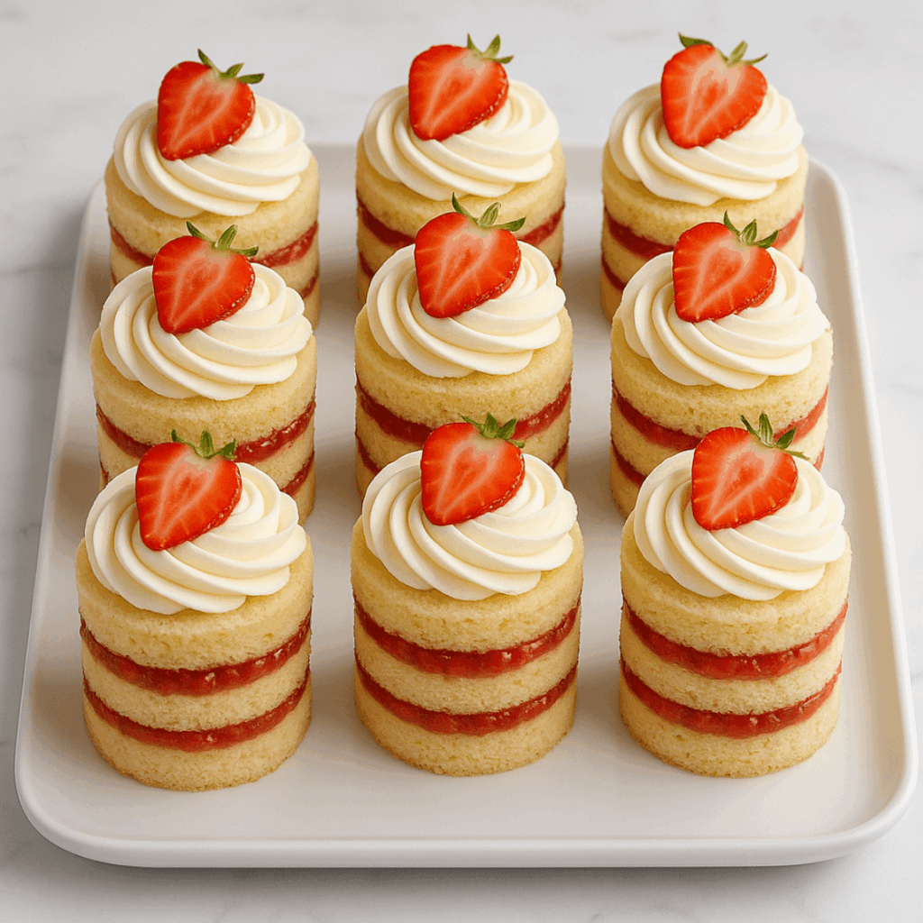 Mini Layer Cakes Fraise Vanille & Chantilly Mascarpone | 10 pièces