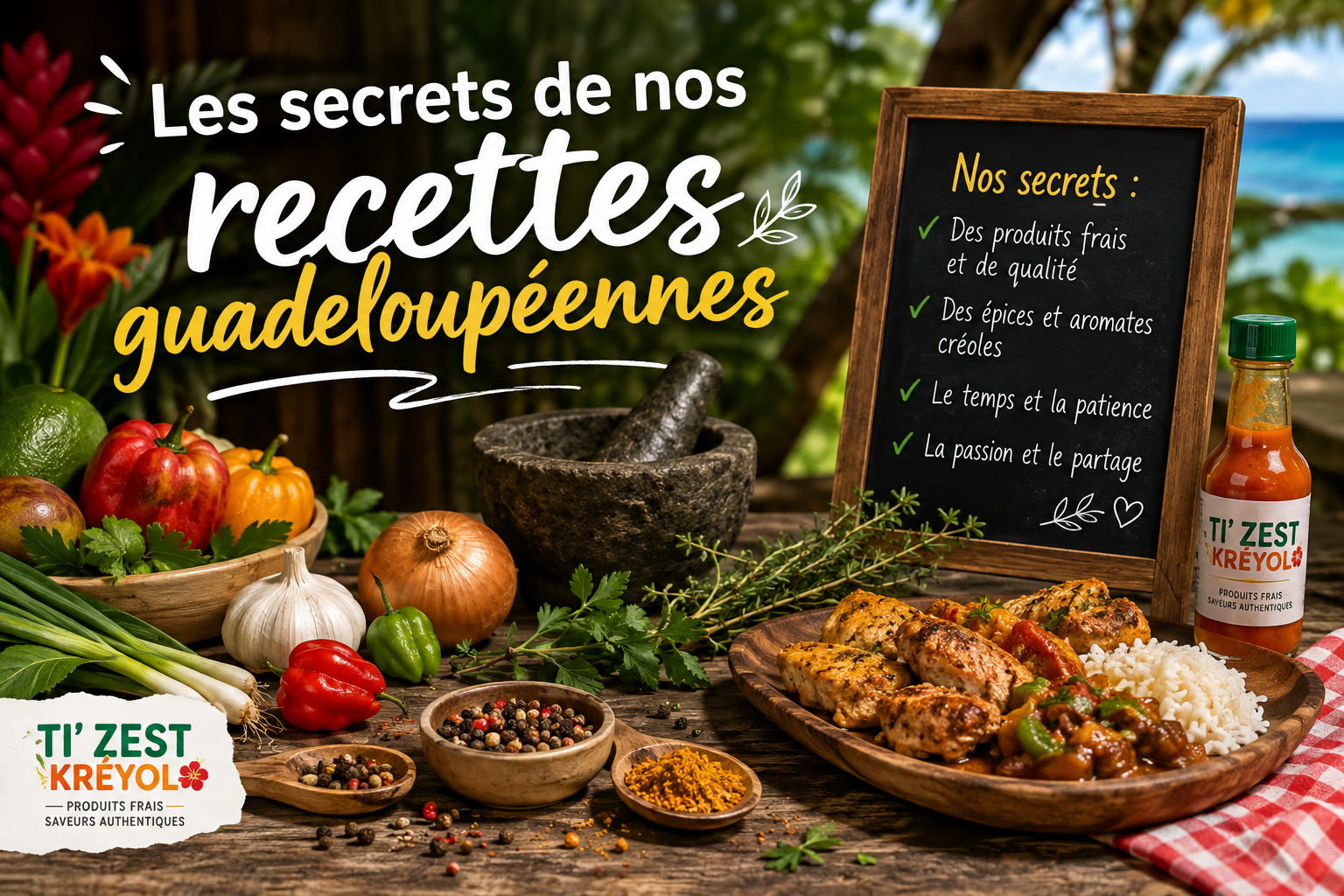 Les secrets des recettes guadeloupéennes avec produits frais, épices et saveurs créoles