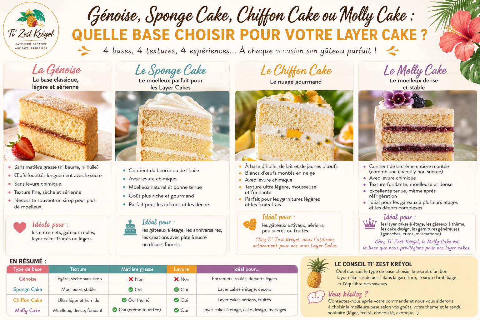 Génoise, Sponge, Chiffon ou Molly Cake : quelle différence ?