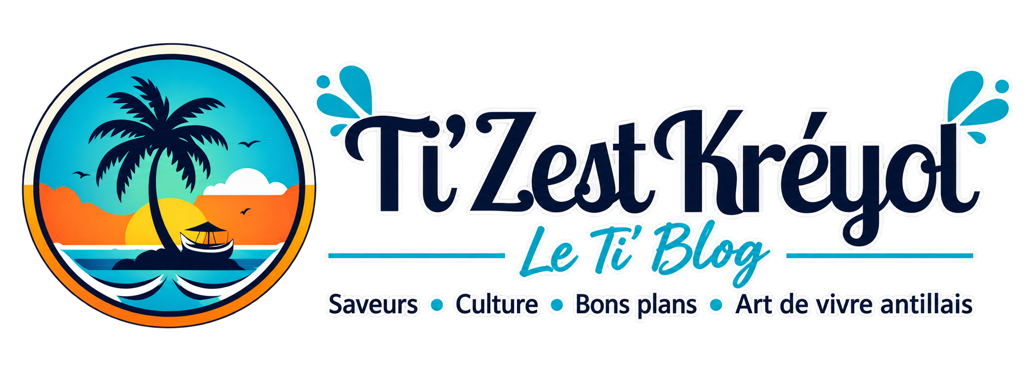 Logo horizontal Ti’ Zest Kréyol – Le Ti’ Blog sur fond transparent